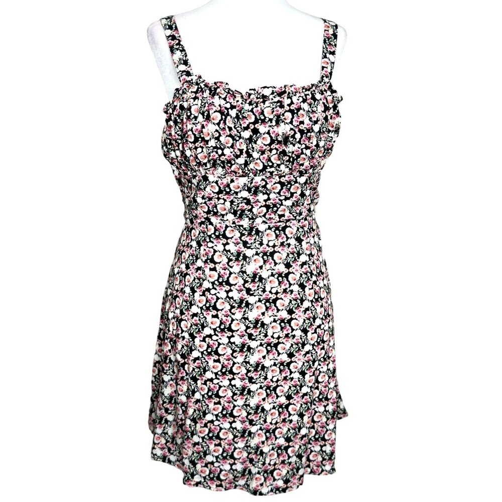 Triixxi Womens Dress Plus Size XL Floral Print Ruffle Details Adjustable Straps